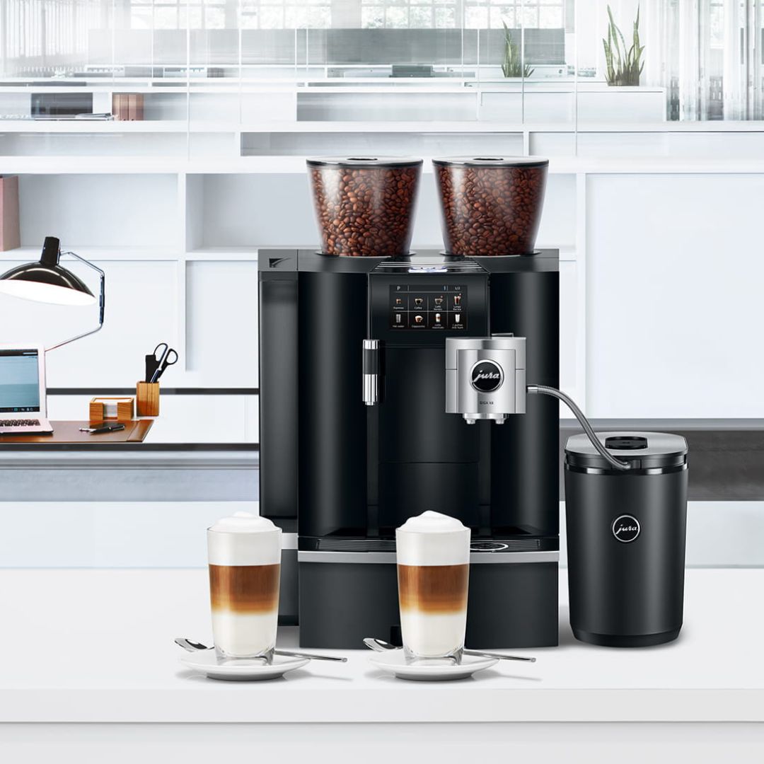 Commercial coffee machine in modern office setting