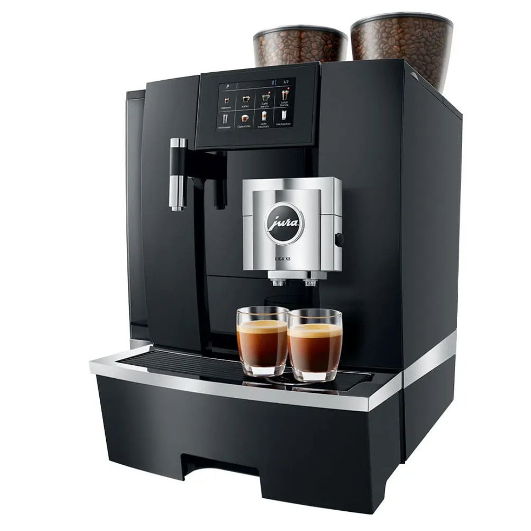 Jura Giga X8 dispensing fresh black coffee