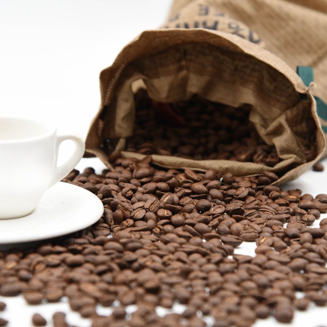 Baressa Jive coffee beans in cup with traditional sack