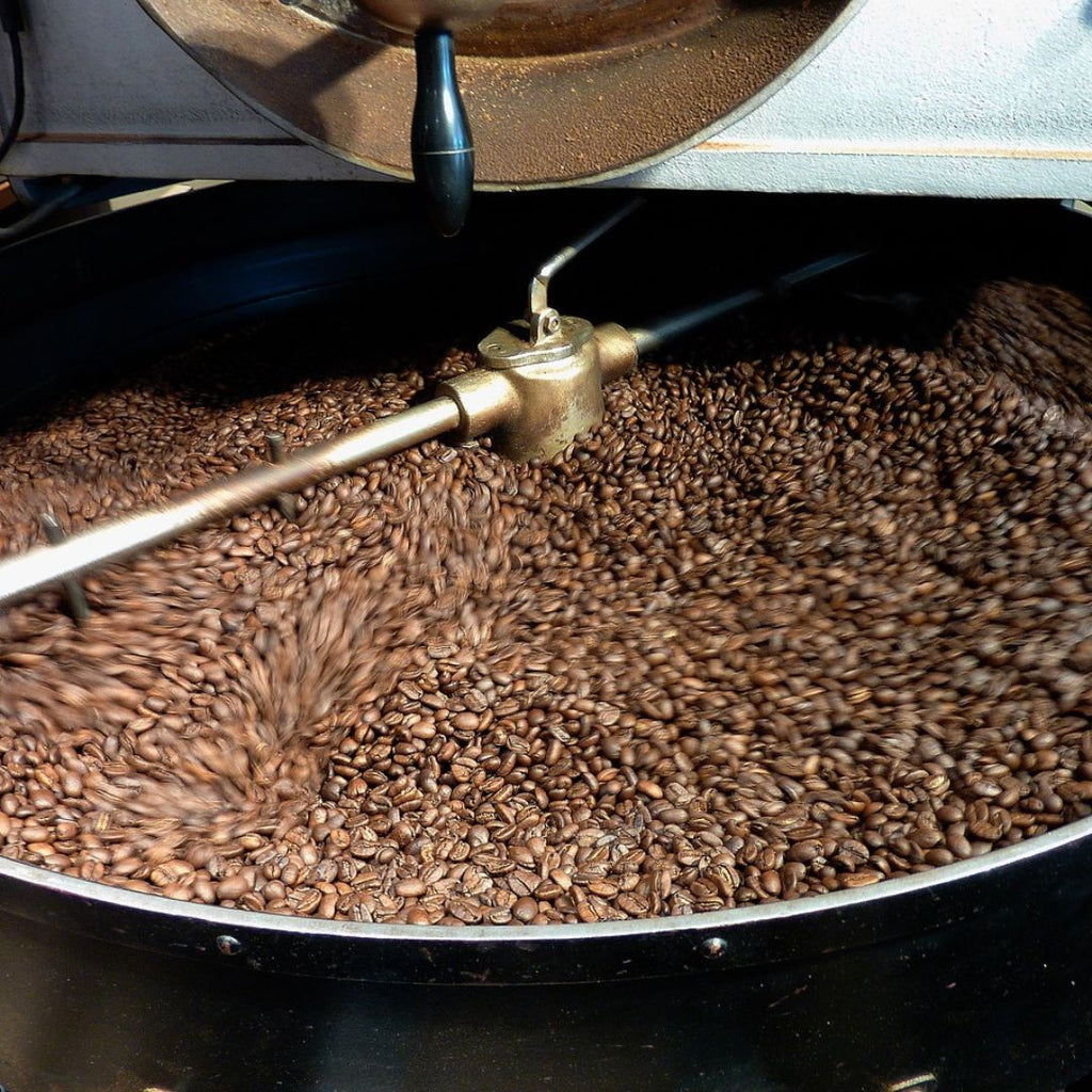 Coffee beans in roaster for Baressa Jive Blend