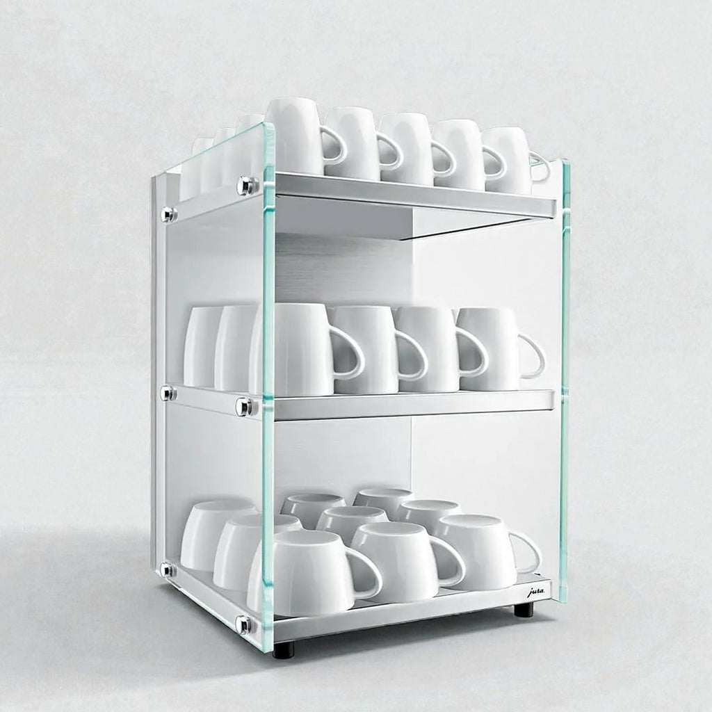 Jura Glass Cup Warmer side view showing elegant profile